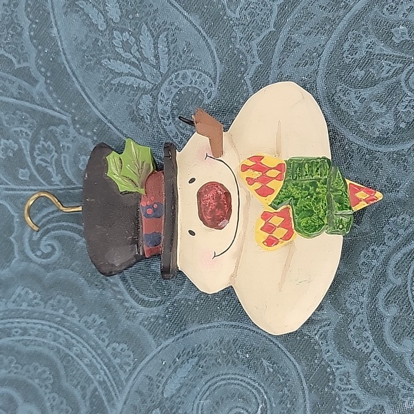 Midwest of Cannon Falls Folk Art Snowman Hanger Carved Wood-Look Ornament Lot - Picture 1 of 11